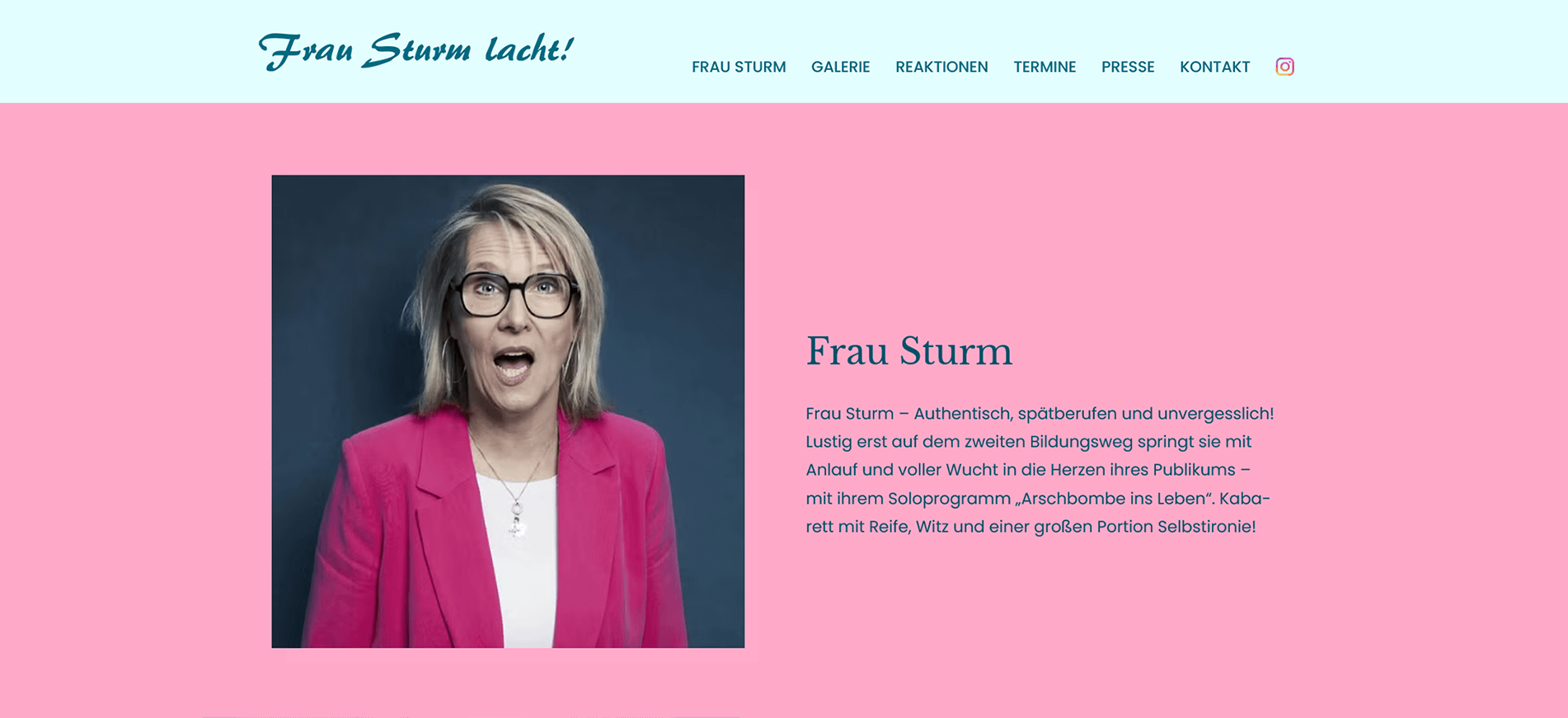 Webseite der Comedienne Frau Sturm